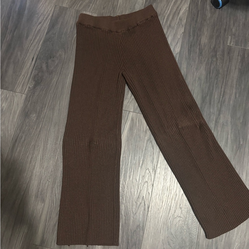 Lounge With Me Brown Ribbed Knit pants